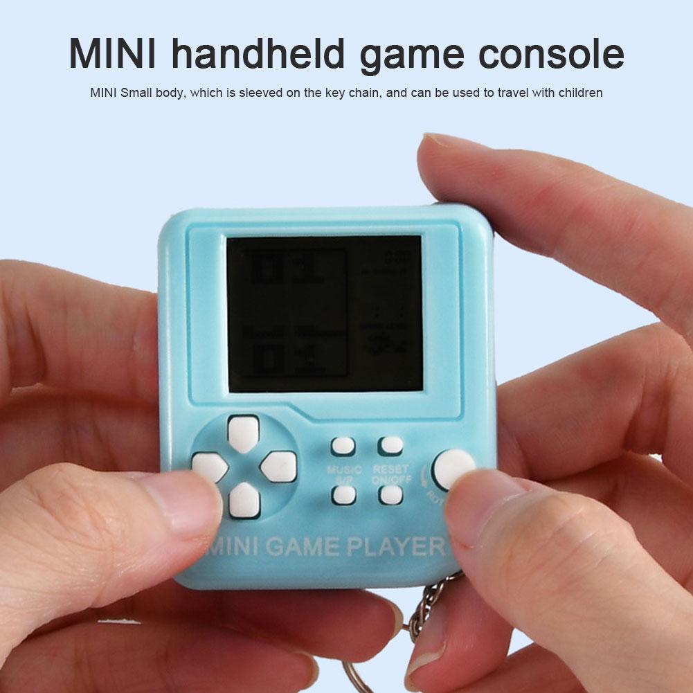 Mini Handheld Game Players Machine Pocket Game Console Built-in 23 Games Use for Key Chain Ring Holder Kids Gift