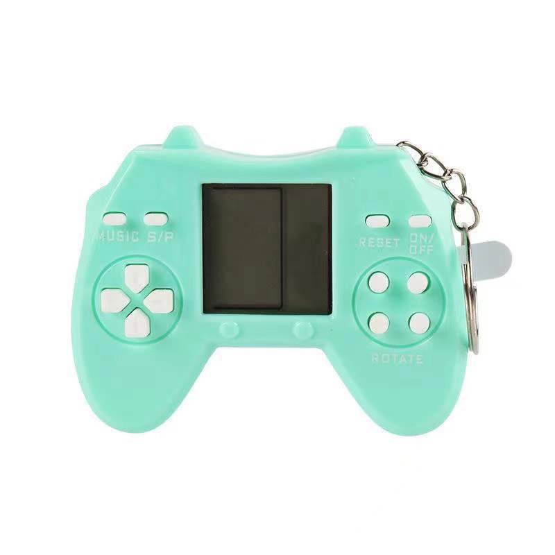 Mini Tetris Game Console Key Chain Classic Puzzle Game Toy Bag Pendant Car Key Ring Game Machine For Gift