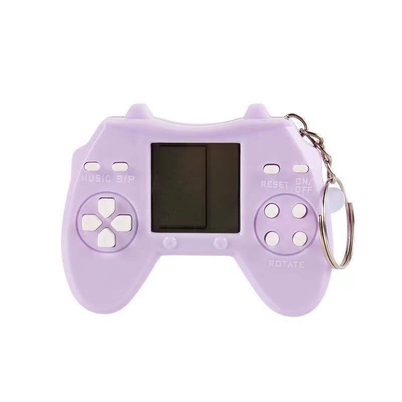 Mini Tetris Game Console Key Chain Classic Puzzle Game Toy Bag Pendant Car Key Ring Game Machine For Gift