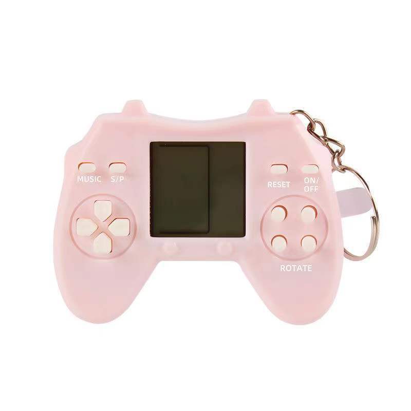 Mini Tetris Game Console Key Chain Classic Puzzle Game Toy Bag Pendant Car Key Ring Game Machine For Gift