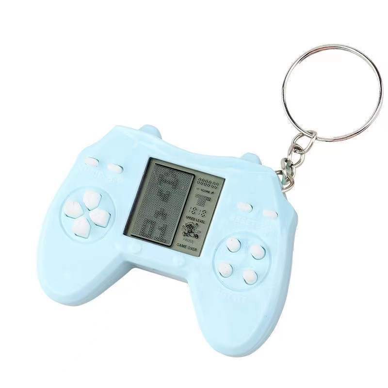 Mini Tetris Game Console Key Chain Classic Puzzle Game Toy Bag Pendant Car Key Ring Game Machine For Gift