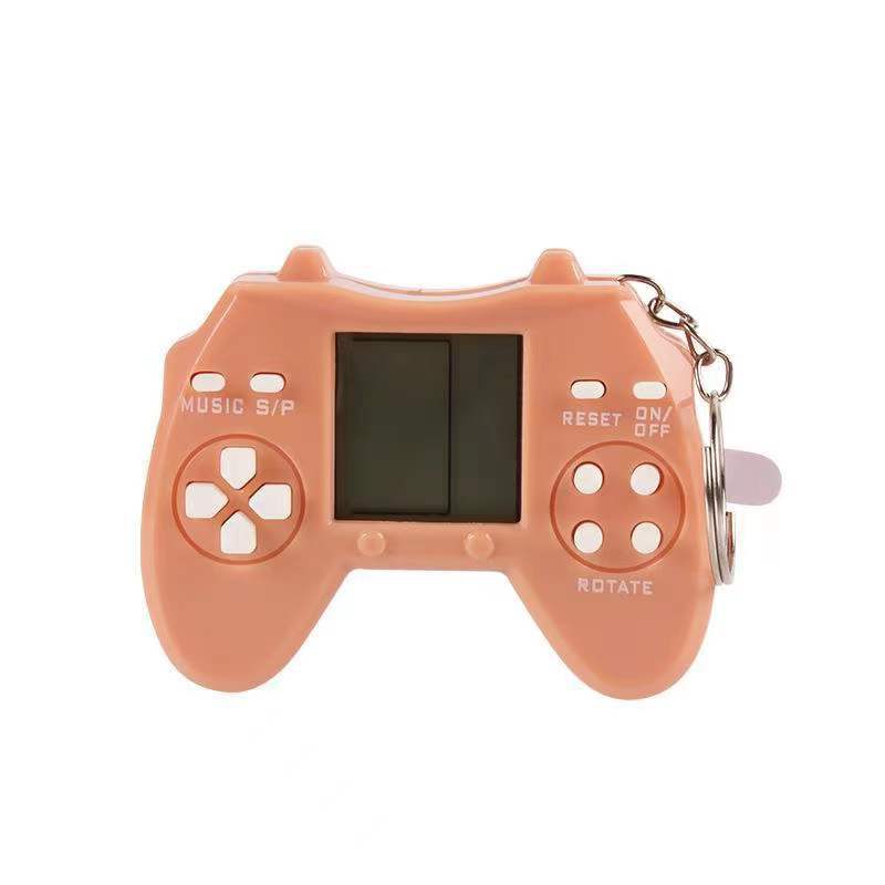 Mini Tetris Game Console Key Chain Classic Puzzle Game Toy Bag Pendant Car Key Ring Game Machine For Gift