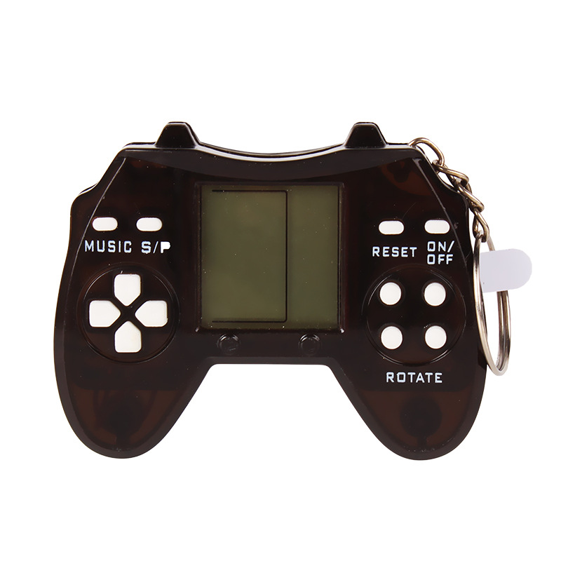 Creative Cool Transparent Shell Mini Game Console Key Chain Retro Puzzle Game Toy Playable Keyring School Bag Charm Student Gift