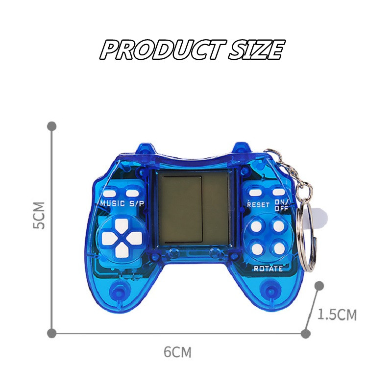 Creative Cool Transparent Shell Mini Game Console Key Chain Retro Puzzle Game Toy Playable Keyring School Bag Charm Student Gift