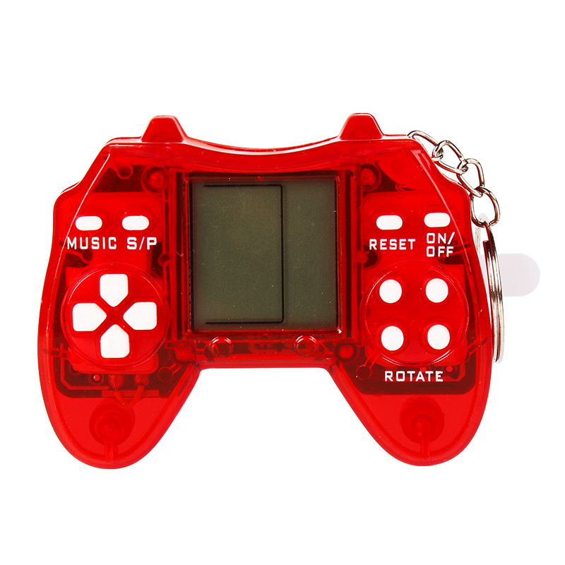 Creative Cool Transparent Shell Mini Game Console Key Chain Retro Puzzle Game Toy Playable Keyring School Bag Charm Student Gift