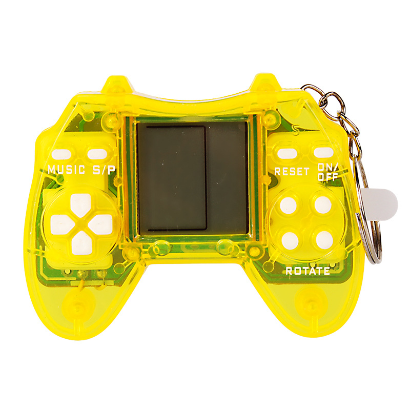 Creative Cool Transparent Shell Mini Game Console Key Chain Retro Puzzle Game Toy Playable Keyring School Bag Charm Student Gift