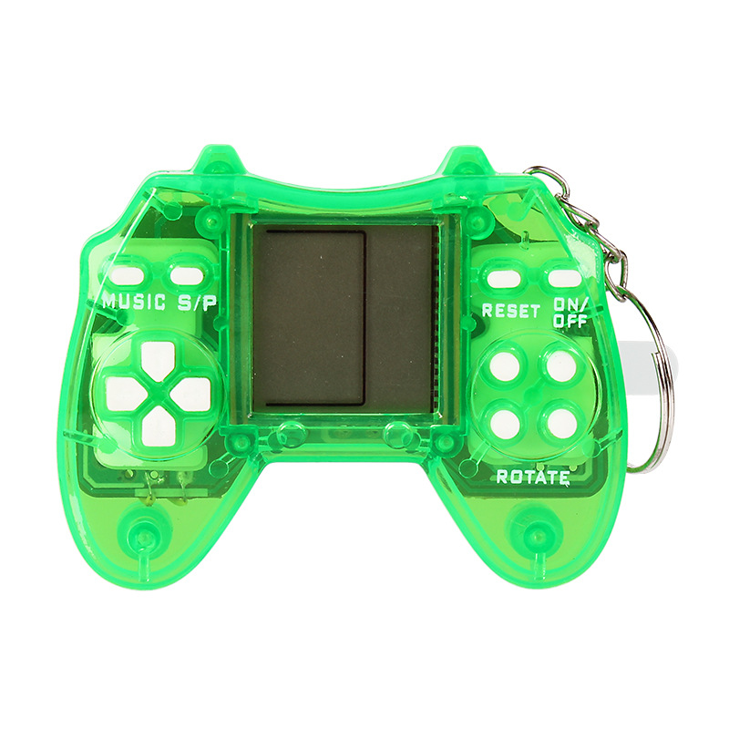 Creative Cool Transparent Shell Mini Game Console Key Chain Retro Puzzle Game Toy Playable Keyring School Bag Charm Student Gift