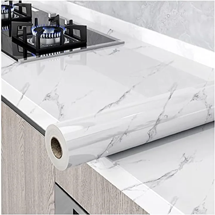 60cm*5M Glossy Marble Wallpaper Granite Peel and Stick Self Adhesive Removable Waterproof Countertop Paper for Cabinet Furniture Kitchen Viny Film
