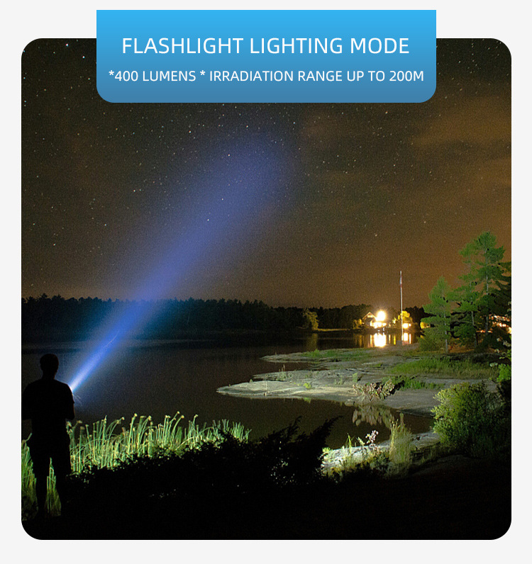 Portable Camping Lamp Dual Light Source Lighting High Brightness LED Flashlight Solar Emergency Light Solar Energy Charge Phone Charging