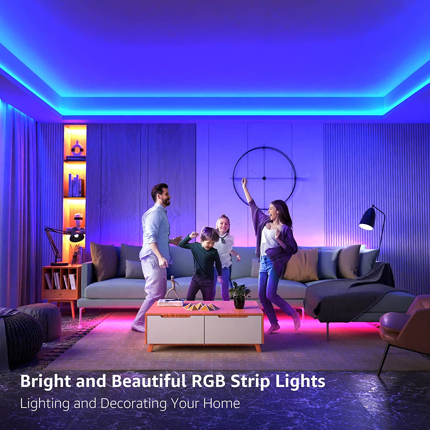 5Meters/16Feet LED Strip Lights 5050 SMD LED RGB Light Color Changing Rope Light with DIY Remote Controller RGB Bulb for TV Backlight Bedroom Room Home Decor Party and Festival
