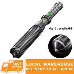 Multi-Function Flashlight Rechargeable Wolfsbane Defensive Torch High Brightness Flashlight Tapered Window Breaker Security Patrol Emergency Self-Help Torch Black as picture