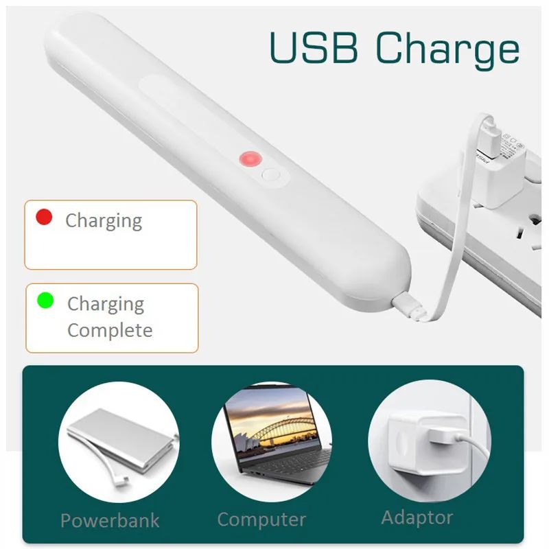Smart LED Motion Sensor Light Magnet Night Light Rechargeable Bedside Lamp Wireless USB Nightlight for Kitchen Cabinet Closet Hallway