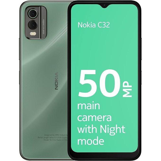 Nokia C32, 6.5", 64GB ROM + 4GB RAM Expandable To 7GB, (Dual Sim), 50MP Camera-Smartphones