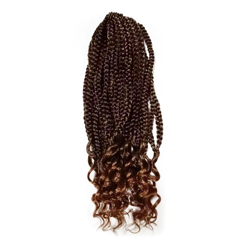 Fbk Women Braids Curly Ends Deep Brown Braids  Synthetic Wigs 18 Inch 72g Work and Party Gift New Arrivals，Box Braids Curly Ends