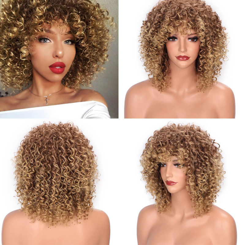 Short Hair Afro Kinky Curly Short Wigs For Black Women Wig Pixie Cut Wig 4 Color Curly Wigs Hot Sales Popular Hairstyles In Europe and America
