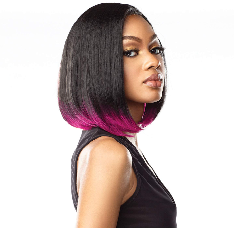 Office ladies and girl Fashional wigs black to wine red bobo wigs ,short straight hair,short wigs，Popular and fashionable hairstyles in Europe and American