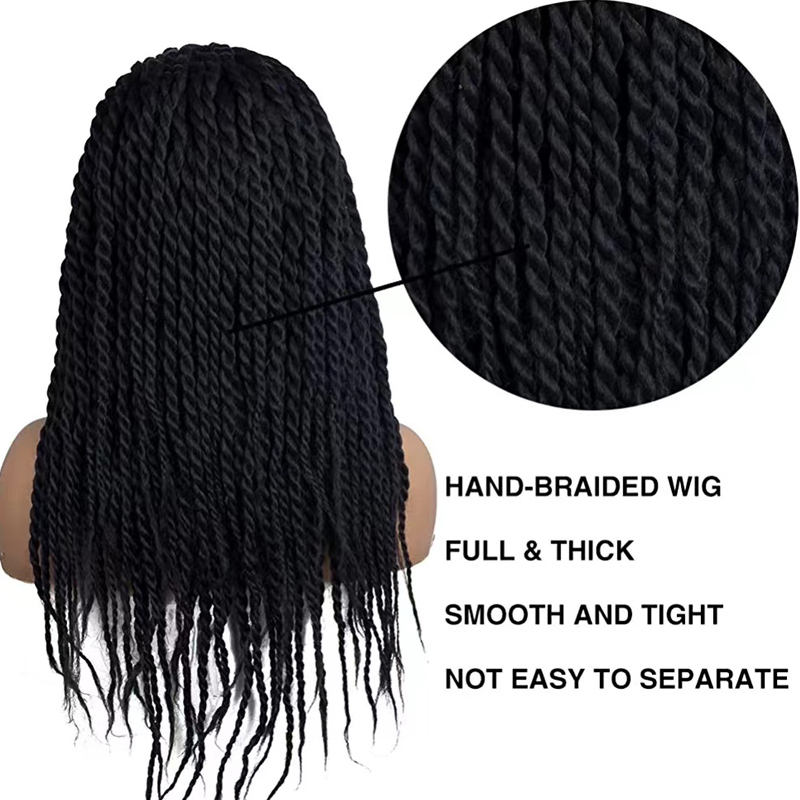 Braided Wigs for Black Women Lace Front Wig with Baby Hair Braids Wigs Senegalese Twist Wigs Synthetic Lace Frontal Black Hand-Braided Wig for Wome (Twsit -1B Black)