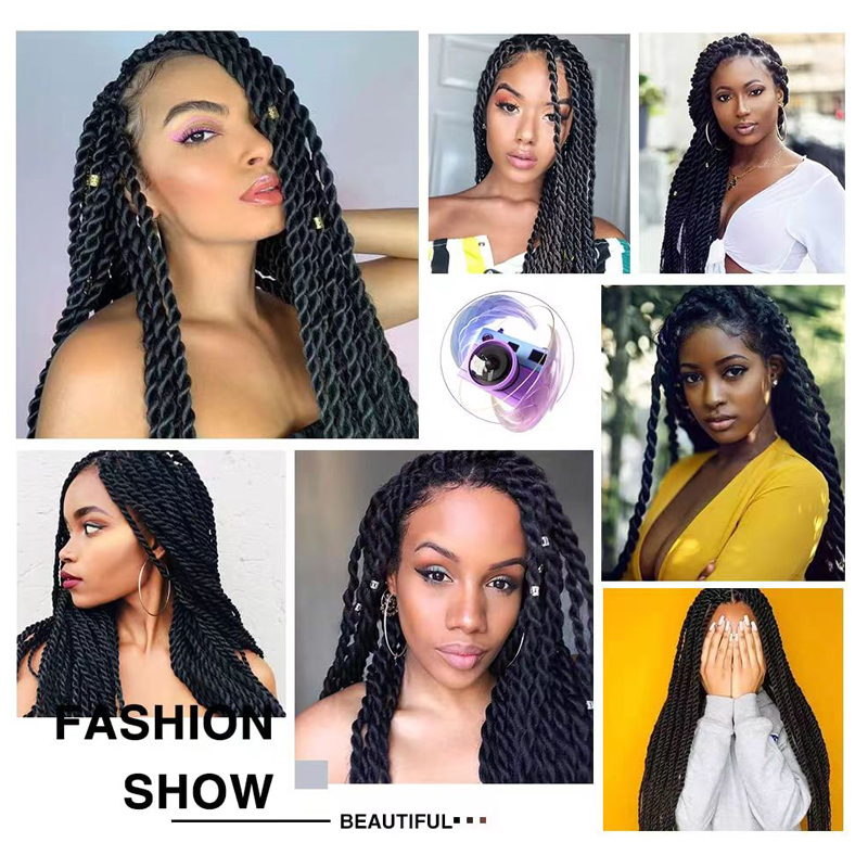 Braided Wigs for Black Women Lace Front Wig with Baby Hair Braids Wigs Senegalese Twist Wigs Synthetic Lace Frontal Black Hand-Braided Wig for Wome (Twsit -1B Black)