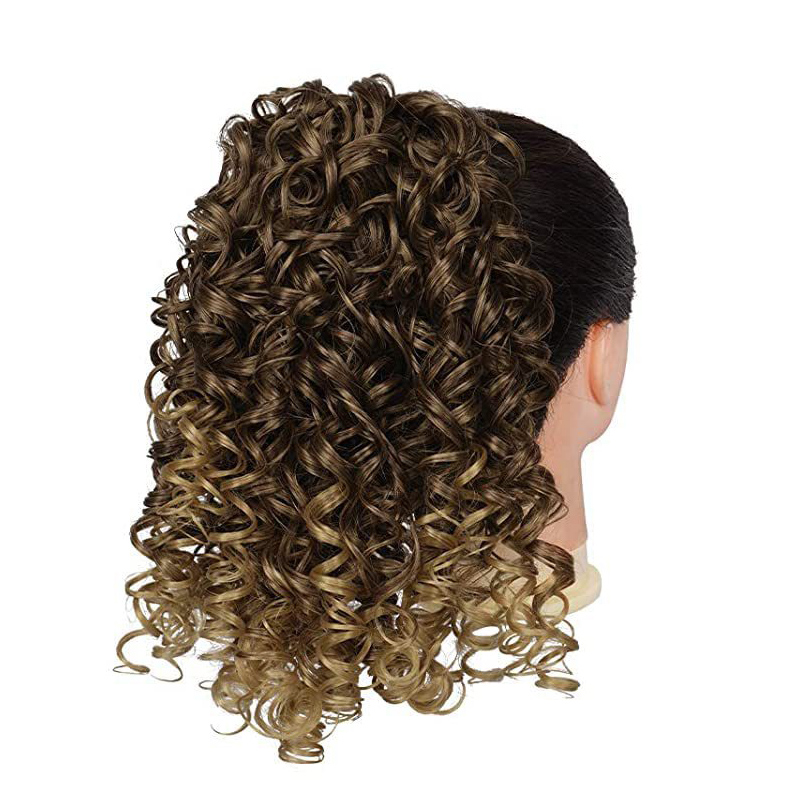 Hair wigs Synthetic Extensions  short curly hair   Ponytail Hair Extension  girl and women high temperature Fiber Synthetic Hair 10 inch