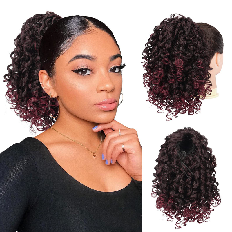 Hair wigs Synthetic Extensions  short curly hair   Ponytail Hair Extension  girl and women high temperature Fiber Synthetic Hair 10 inch