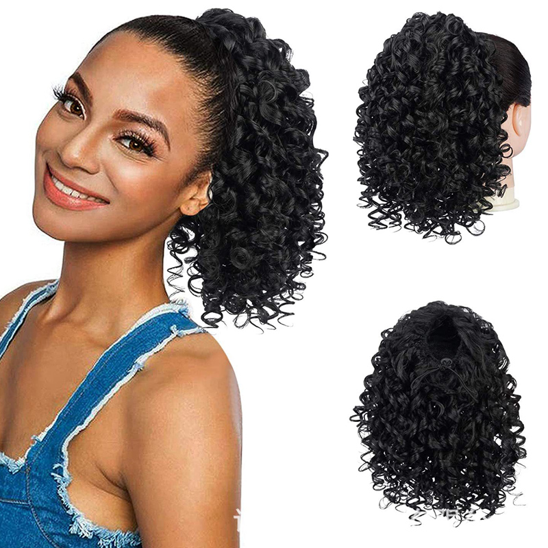 Hair wigs Synthetic Extensions  short curly hair   Ponytail Hair Extension  girl and women high temperature Fiber Synthetic Hair 10 inch