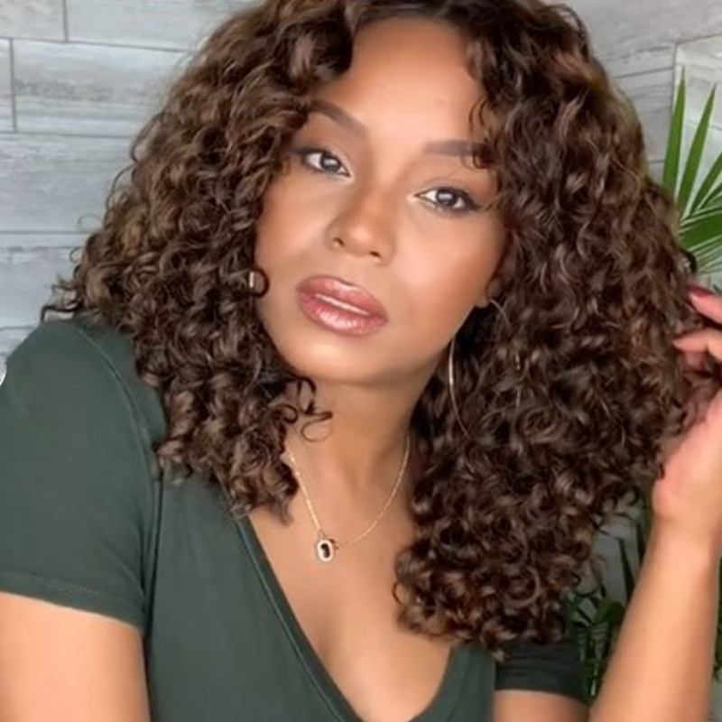 Fashinal African tidal wave water ripples wig curly short wigs black and brawn Synthetic Wigs women and girls gift