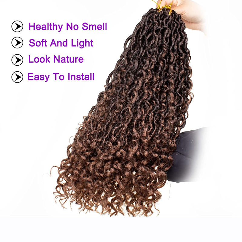 2 Packs Afro wigs Synthetic Extensions populor haistyles for women and girls gift Pre looped Bohmian Locs, Brugundy Goddess Locs Crochet Hair 18 Inch