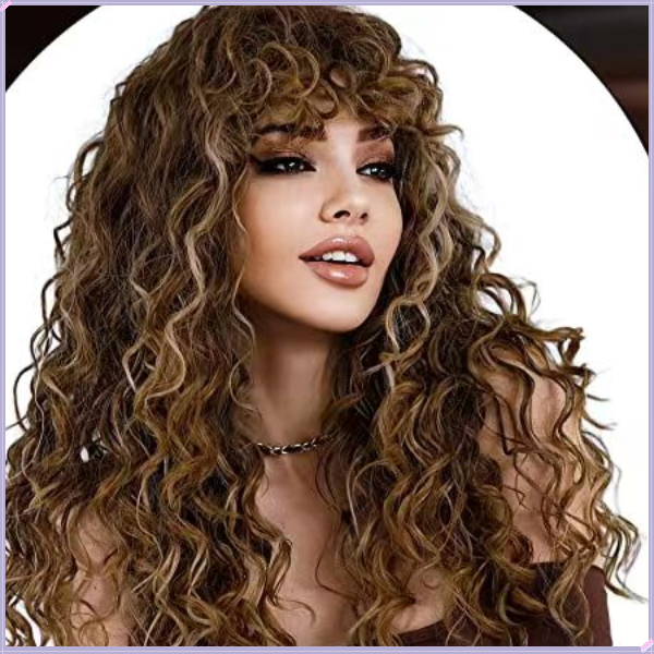 New Europe and the United States small roll women's wig chemical fiber high temperature silk rose net African small curly hair, 24 inches curly hair, dating and work essential, stylish and elegant