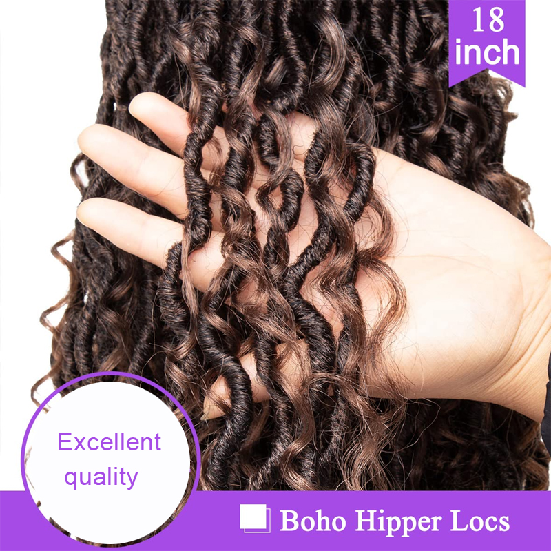 2 Packs Afro wigs Synthetic Extensions populor haistyles for women and girls gift Pre looped Bohmian Locs, Brugundy Goddess Locs Crochet Hair 18 Inch