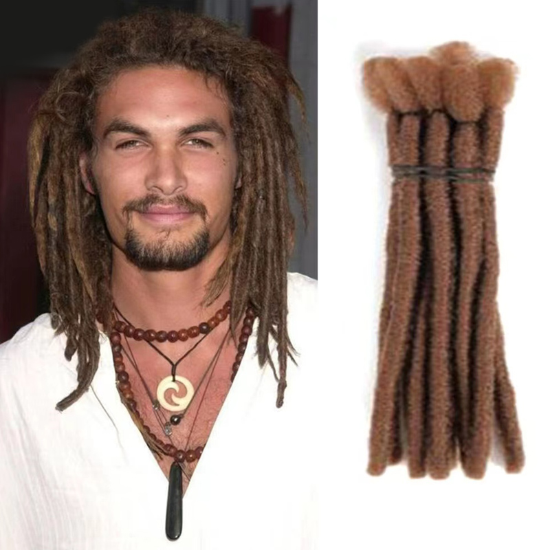 Afro hairstyles dreadlock locs Synthetic Fiber hairs Extensions  For Men Women children 8inch black brown gold 10Strands 0.9cm Thickness