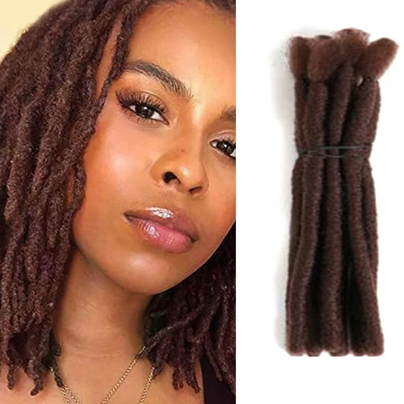 Afro hairstyles dreadlock locs Synthetic Fiber hairs Extensions  For Men Women children 8inch black brown gold 10Strands 0.9cm Thickness