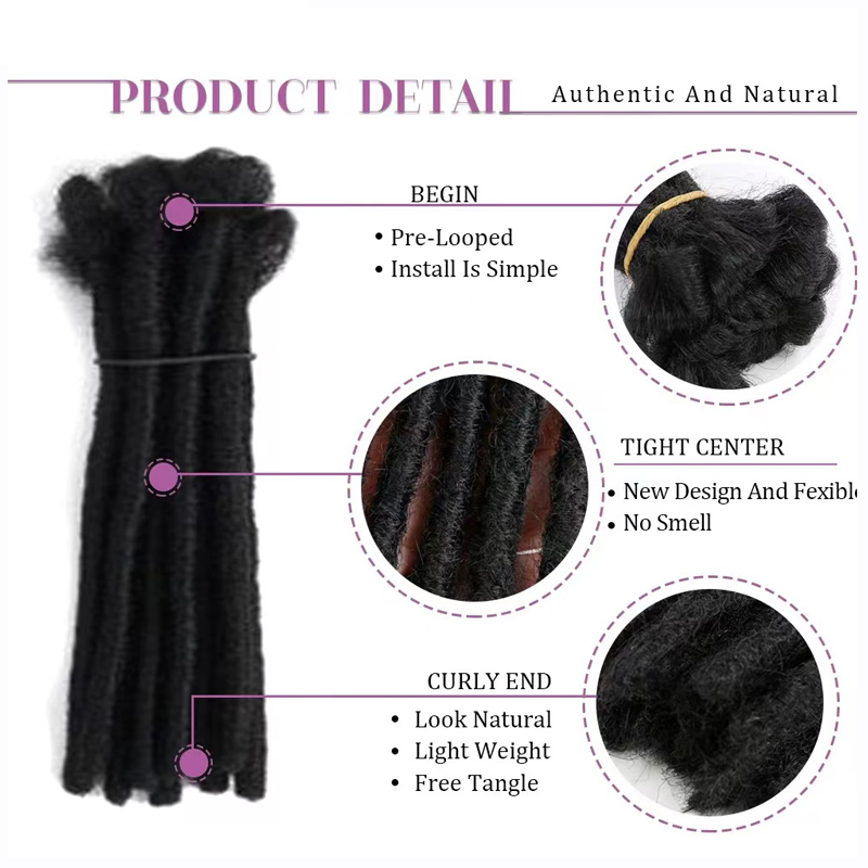 Afro hairstyles dreadlock locs Synthetic Fiber hairs Extensions  For Men Women children 8inch black brown gold 10Strands 0.9cm Thickness