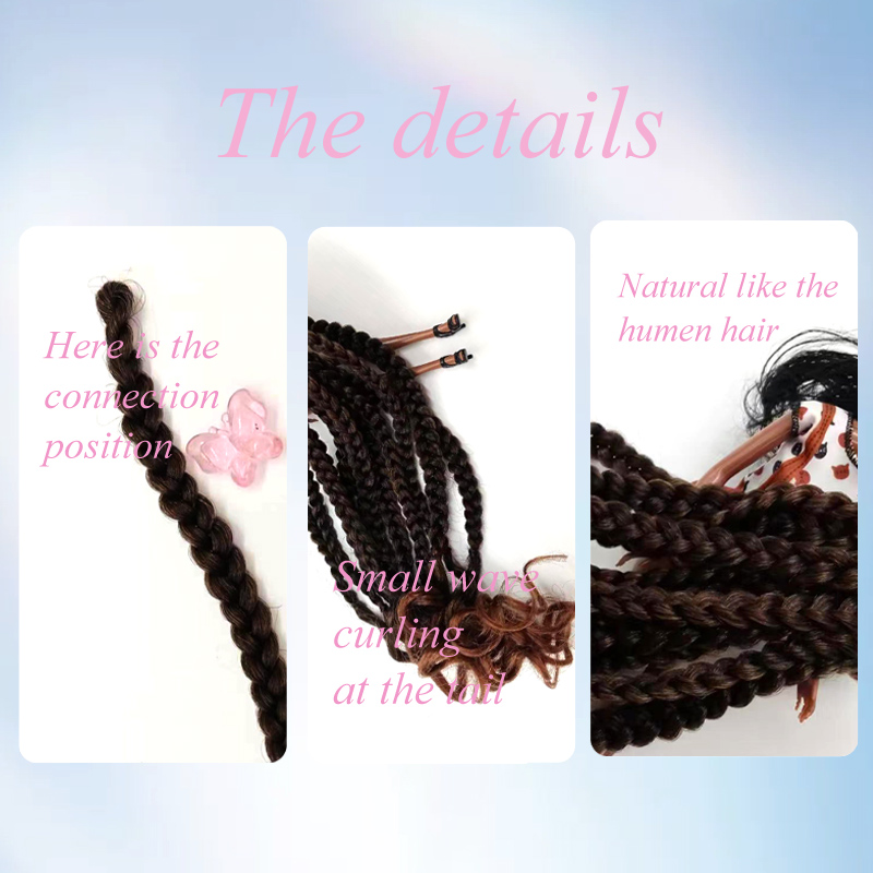 Fbk Women Braids Curly Ends Deep Brown Braids  Synthetic Wigs 18 Inch 72g Work and Party Gift New Arrivals，Box Braids Curly Ends