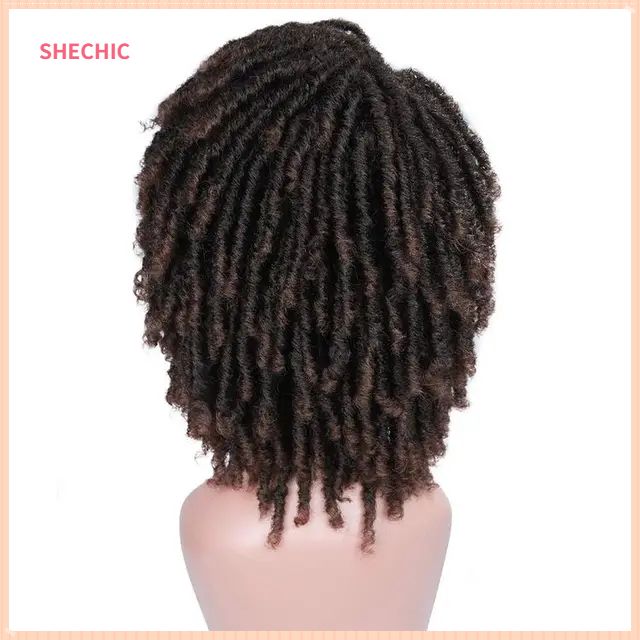 Dreadlock Wig Short Twist Wigs for Black Women and Men Afro Curly Synthetic Wig,6 inch