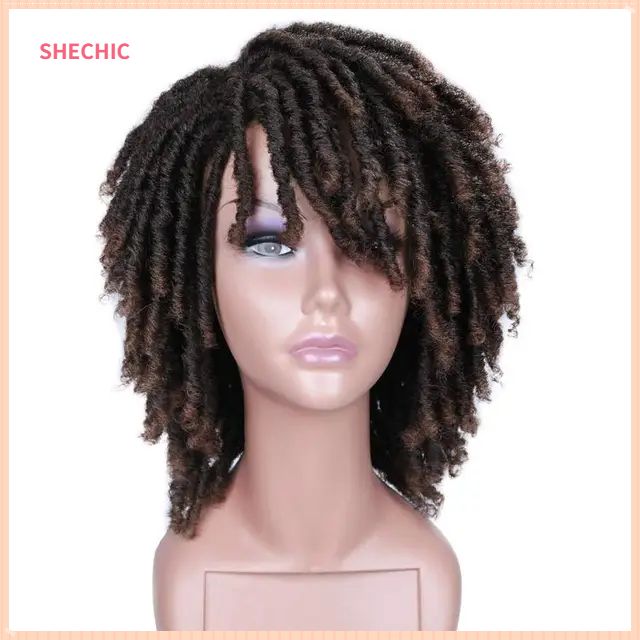 Dreadlock Wig Short Twist Wigs for Black Women and Men Afro Curly Synthetic Wig,6 inch