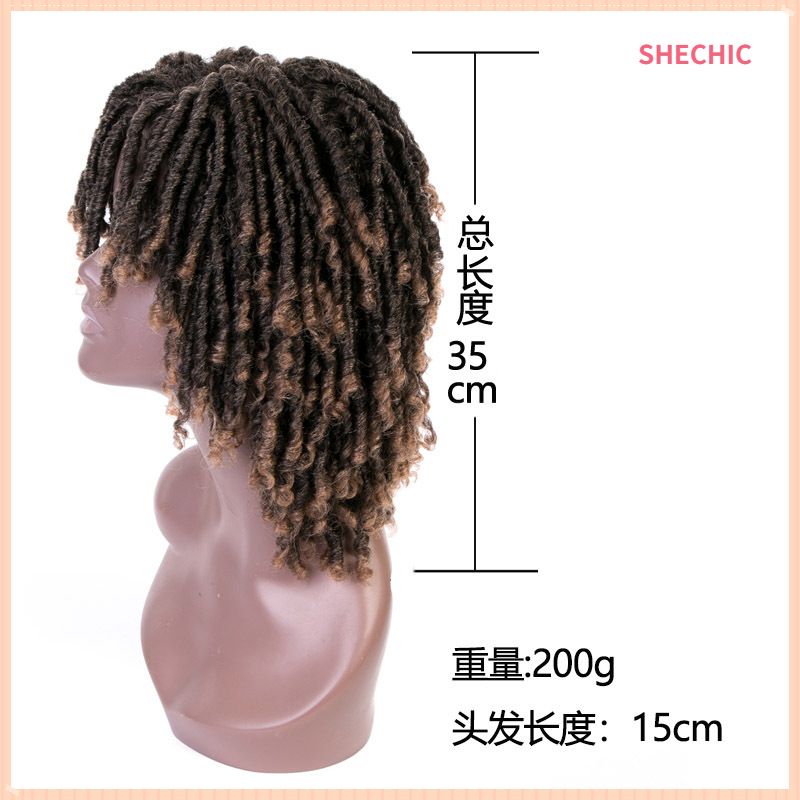 Dreadlock Wig Short Twist Wigs for Black Women and Men Afro Curly Synthetic Wig,6 inch