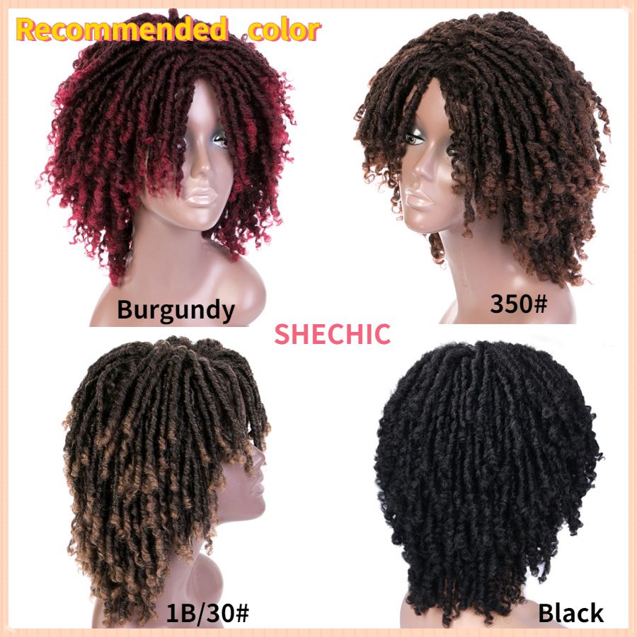 Dreadlock Wig Short Twist Wigs for Black Women and Men Afro Curly Synthetic Wig,6 inch