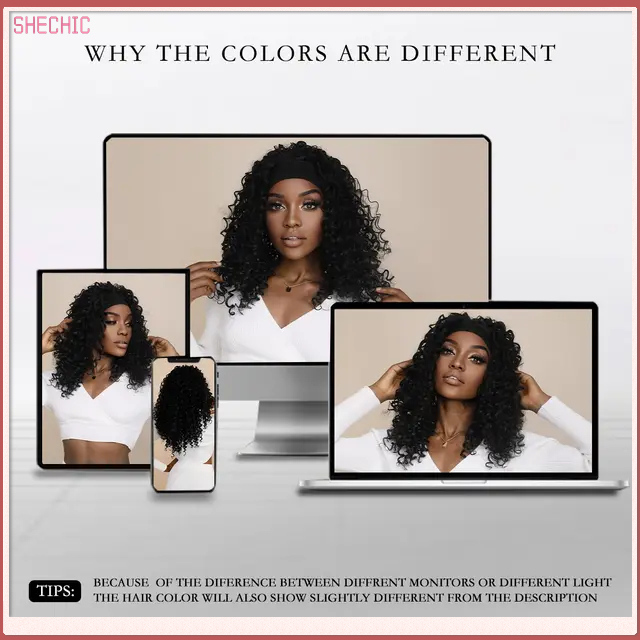 Curly Headband Wig 18 inch Black Deep Wave Glueless Kinky Curly Wigs for Black Wome nNatural Hairline Synthetic Water Wave Hair
