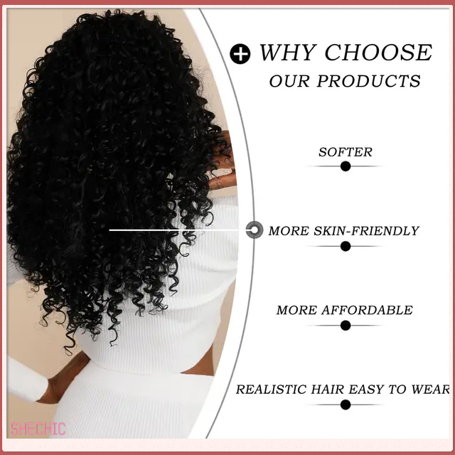 Curly Headband Wig 18 inch Black Deep Wave Glueless Kinky Curly Wigs for Black Wome nNatural Hairline Synthetic Water Wave Hair