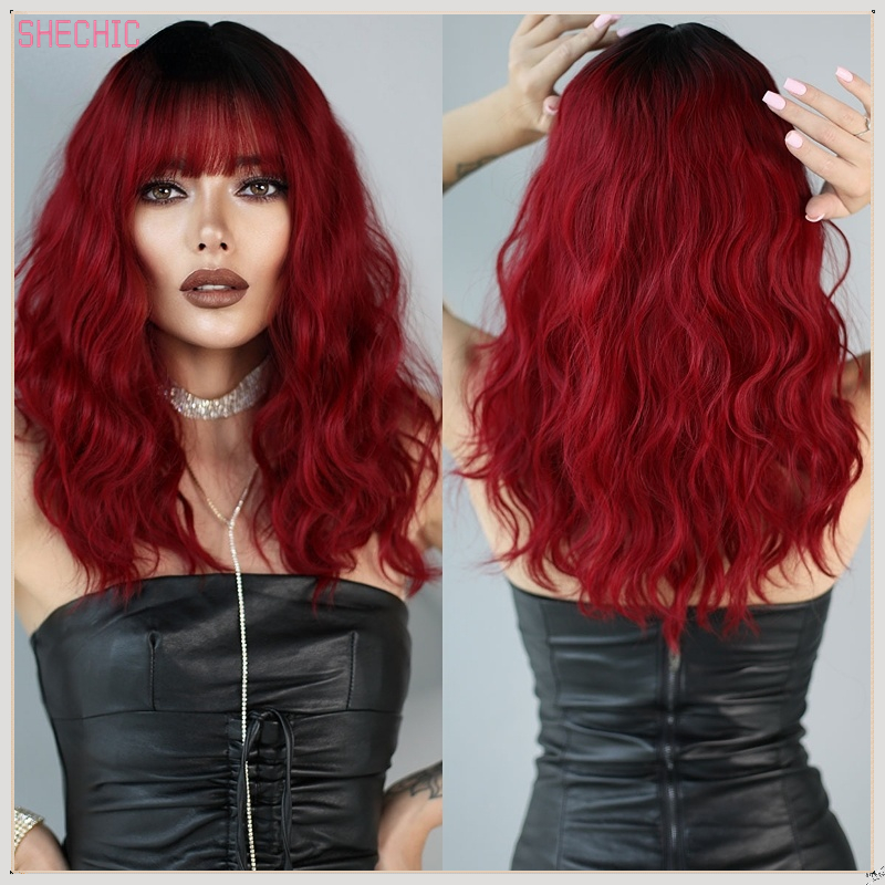 Ombre Blonde Wig Short Cruly Wig with Bangs for Women Wavy Bob Wig Shoulder Length Synthetic Hair for Daily Cosplay Halloween