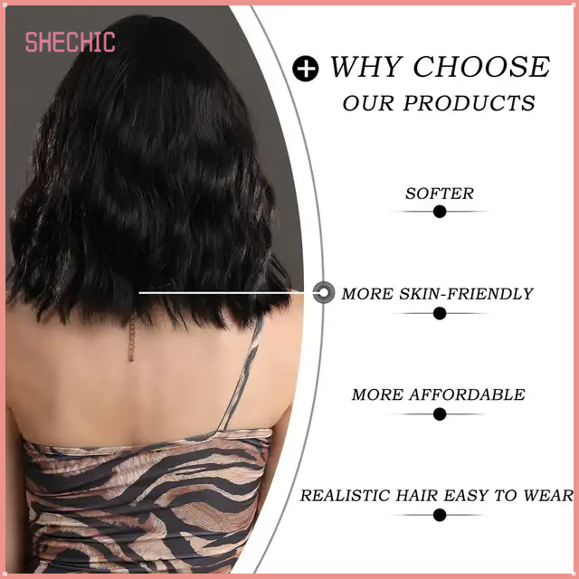 Black Wig Short Curly Wavy Bob for Women Natural Black Wig with Bangs Shoulder Length Synthetic Halloween Cosplay Colourful