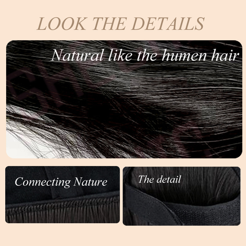 Popular summer wigs   Black Hat wig female  bobo straight wig fashion cap natural hair for lady Brown and black 14 Inch