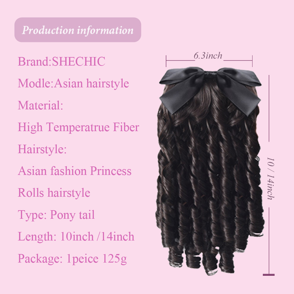 New hair wig pony tail girls and women and children curly wig 10/14inch Synthetic Extensions as Butterfly convenient
