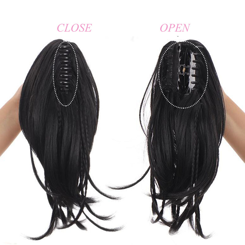 New hair wigs Synthetic Extensions 12 inches  Curly Wave Synthetic Long Ponytail Hair Piece Wigs For Ladies Black