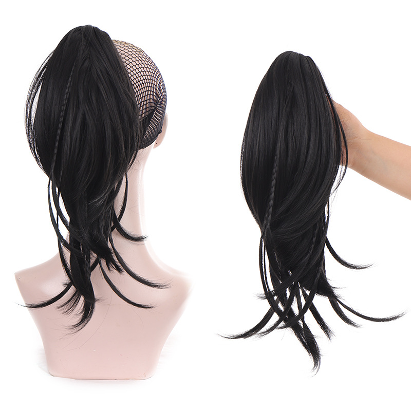 New hair wigs Synthetic Extensions 12 inches  Curly Wave Synthetic Long Ponytail Hair Piece Wigs For Ladies Black
