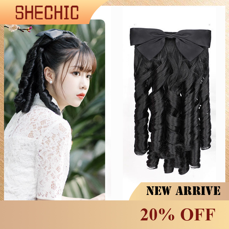 New hair wig pony tail girls and women and children curly wig 10/14inch Synthetic Extensions as Butterfly convenient