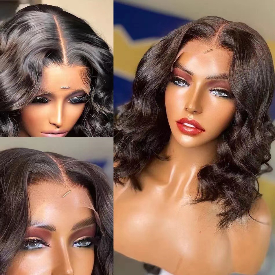 Famale lady hair front lace curly african Synthetic  lace Wigs Miranda loose wave lace part wig Shoulder Length Curly Wigs women black  wigs 10/14 inch like human wigs