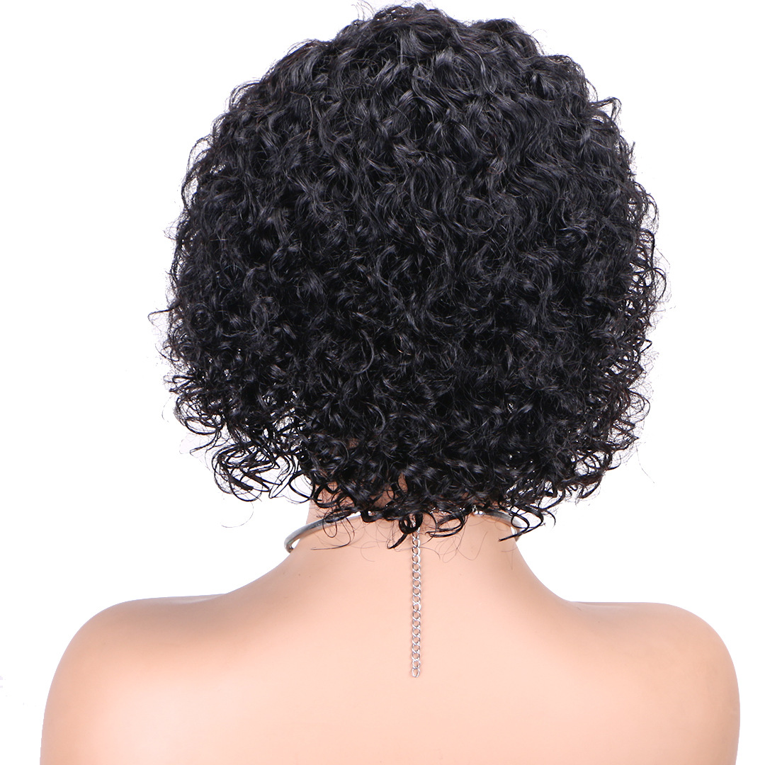 Females Human Hair Wigs Short Curly Wigs Black Women and Girls Pixie Cut  8 inch Soft