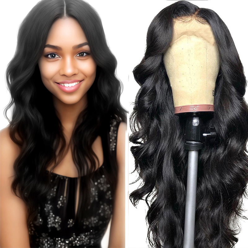 Exclusive discounts for Women Hair Wigs Front Lace Ladies Body Wave Black Long Curly Synthetic Wigs For Women Gift black 26inch