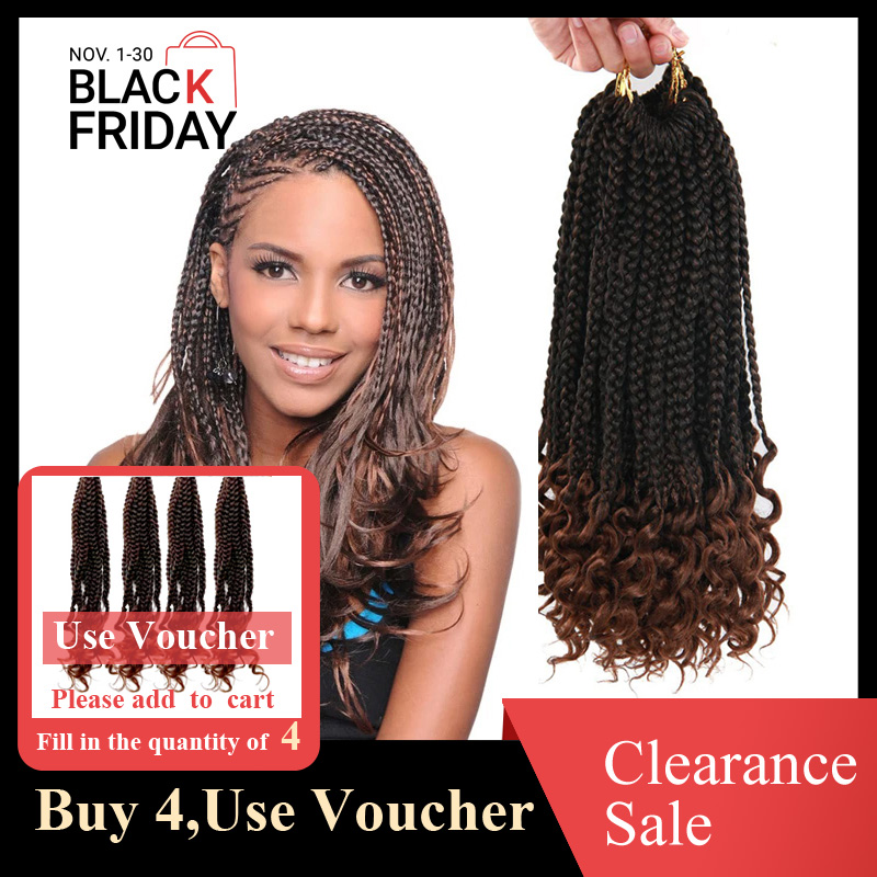 Fbk Women Braids Curly Ends Deep Brown Braids  Synthetic Wigs 18 Inch 72g Work and Party Gift New Arrivals，Box Braids Curly Ends